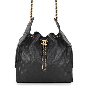 Chanel Chain Shoulder Bag CHANEL25 Medium Coco Mark Matelassé Caviar Skin AS5...